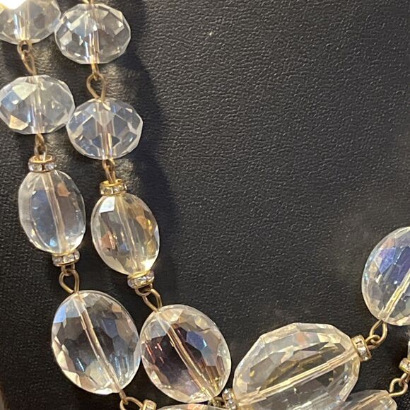 LK By Leetal Kalmanson Long Faceted Clear Glass Bead Chain Necklace 40”-43” - Picture 3 of 8